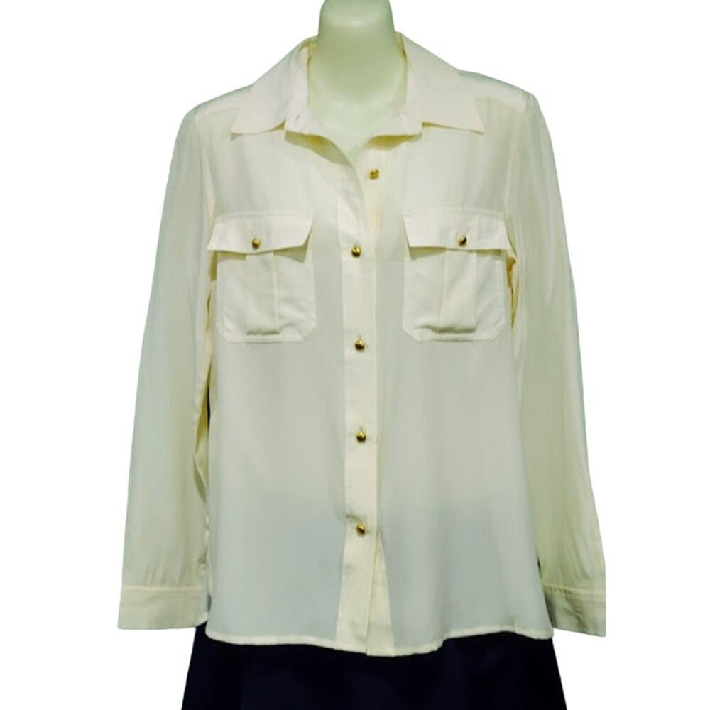 Marc by Marc Jacobs Long Sleeve Button Down Blouse, Ivory, Size 4 NWT